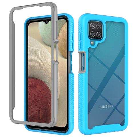 Funda híbrida suave de doble capa para Samsung Galaxy A12, 5G, cristal duro, funda trasera, transparente ► Foto 1/6