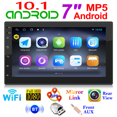 Radio Multimedia con GPS para coche, Radio con reproductor, Android 10,1, 2 Din, doble estéreo, navegador, WIFI, Bluetooth, AUX, estéreo para coche, 7 pulgadas ► Foto 1/6