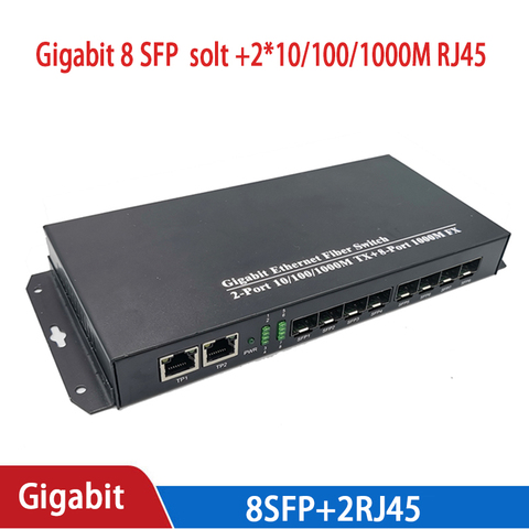 Convertidor de medios 8 sfp 2 rj45 gigabit interruptor de fibra óptica para cámara ip UTP interruptor óptico de fibra ► Foto 1/6