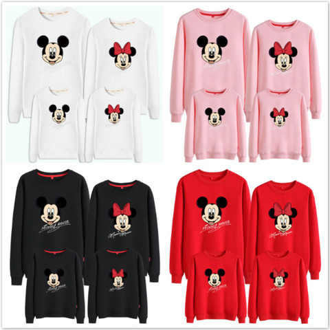 Familia juego de ropa de dibujos animados Mickey Minnie Mouse sudaderas Madre Padre hija hijo de manga larga Camiseta mamá ropa ► Foto 1/6