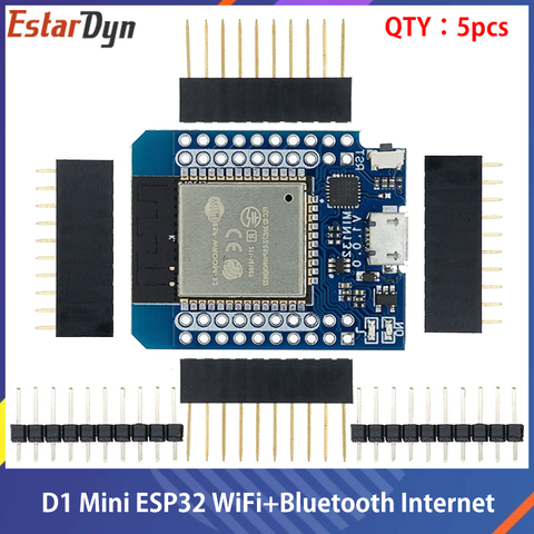 Tarjeta de desarrollo de Internet de las cosas, 5 uds. D1 Mini ESP32 ESP-32 WiFi + Bluetooth, basado en ESP8266 totalmente funcional ► Foto 1/6