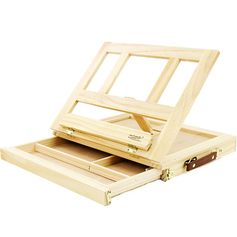 Caballetes de mesa de madera para pintar artista niños cajón caja portátil de escritorio Accesorios para ordenador portátil maleta pintura suministros de arte ► Foto 1/6