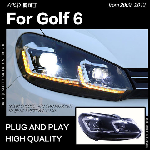 AKD estilo de coche lámpara de cabeza para VW Golf 6 faros 2009-2012 Golf 6 LED faro DRL lámpara de señal escondió Bi Xenon Auto Accesorios ► Foto 1/6
