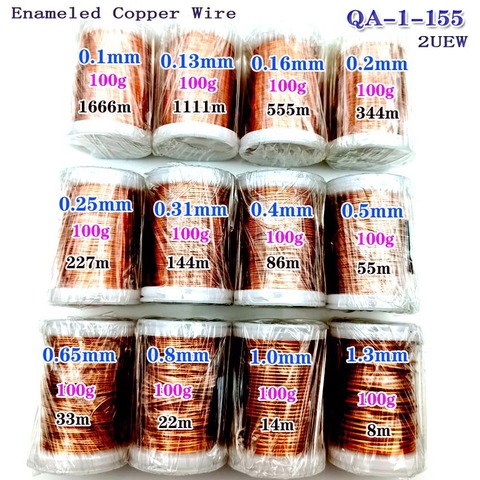 100g/rollo QA-1-155 2UEW poliuretano esmaltado alambre de cobre barnizado diámetro 0.1to1.5mm para cable transformador Jersey ► Foto 1/6