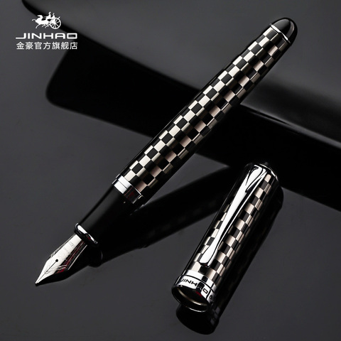 Jinhao-bolígrafos de tinta de acero estilo clásico, pluma de Metal con Clip de plata, plumín de 0,5mm, para regalo, suministros de oficina, suministros escolares ► Foto 1/5