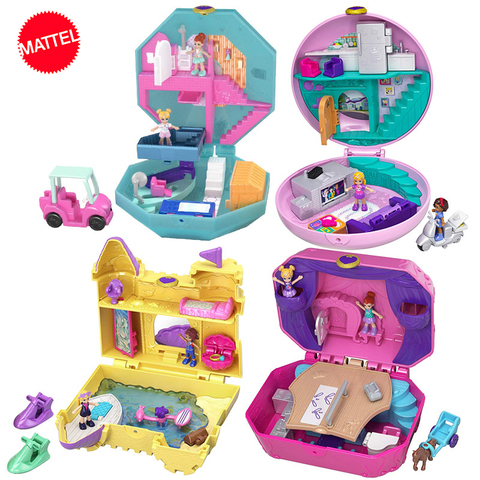 Mini Casa de peluche tesoro de Polly Pocket World para niña, accesorios de princesa, caja Musical, Juguetes para niños ► Foto 1/6