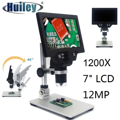 Microscopio Digital portátil de 1200X, 7 pulgadas, LCD, vídeo, 12MP, para soldadura electrónica, PCB, inspección, Zoom continuo ► Foto 1/6