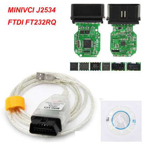 Mini Vci TIS Techstream V15.00.028 para Toyota, Minivci FTDI para J2534, USB a OBD2, Cable de MINI-VCI de escáner automático de 16 pines ► Foto 1/6