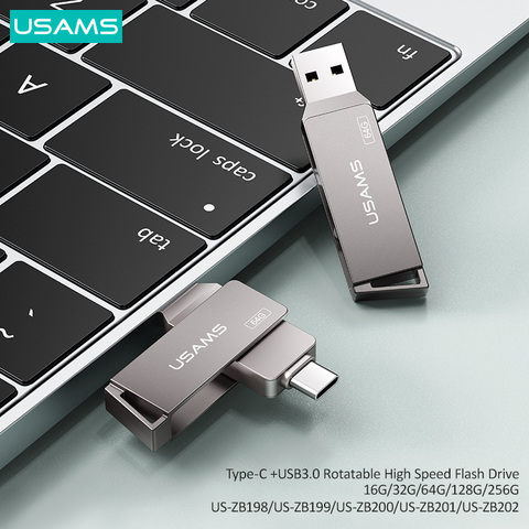 USAMS-unidad Flash OTG 3 en 1 Tipo C + USB 3,0, memoria USB de alta velocidad, llave USB 16G, 32GB, 64GB, 128GB, 256G, para teléfono/tableta ► Foto 1/6