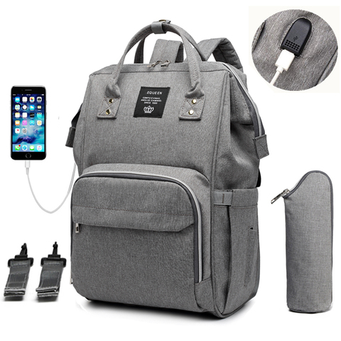 Momia bag-Bolsa de pañales USB, cuidado del bebé, mochila para mamá de gran capacidad, momia, maternidad, bolsa húmeda, impermeable, bolsa para embarazada ► Foto 1/6