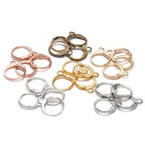 20 unids/lote 14*12mm bronce dorado plata francesa palanca pendientes ganchos alambre ajustes Base aros pendientes para DIY joyería fabricación proveedor ► Foto 1/6