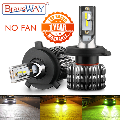 BraveWAY H4 Led faro H7 bombilla LED de coche H1 H3 H27 9005 9006 HB3 HB4 H11 lámpara de niebla llevada 12V coche accesorios, blanco, amarillo, verde h7 led h4 ► Foto 1/6