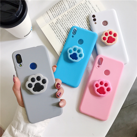 Funda de TPU suave con estampado de pata de perro y gato para Huawei, protector con soporte para Huawei Honor 6X 7A 7S 8 8A 8X 8C 8S 9 Lite 9X Pro 10i 20i View 10 20 V20 ► Foto 1/6