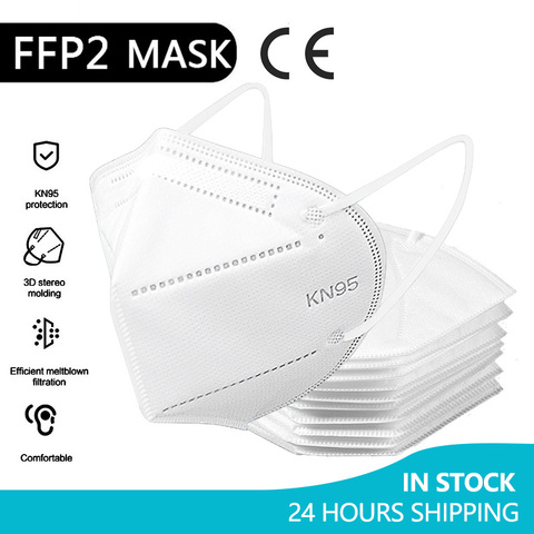 10/50/100 Uds FFP2 CE máscara FFP2 Facial cara máscaras 5 capas de polvo reutilizables boca máscara de filtro de atención de la salud Mascarillas ► Foto 1/6