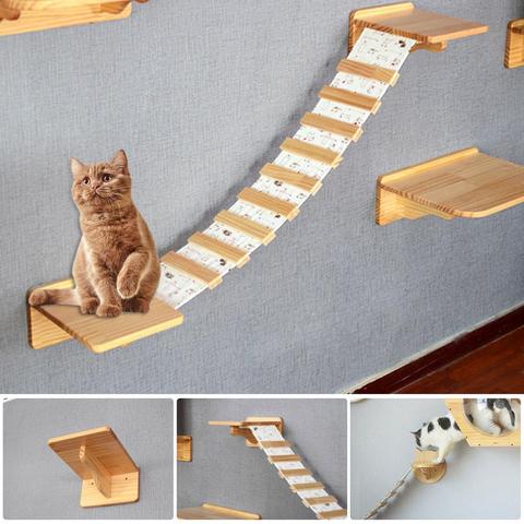 Plataforma de salto montada en la pared para mascotas, escalones para gatos, juguetes para rascar, Gato, escalera de escalada ► Foto 1/6