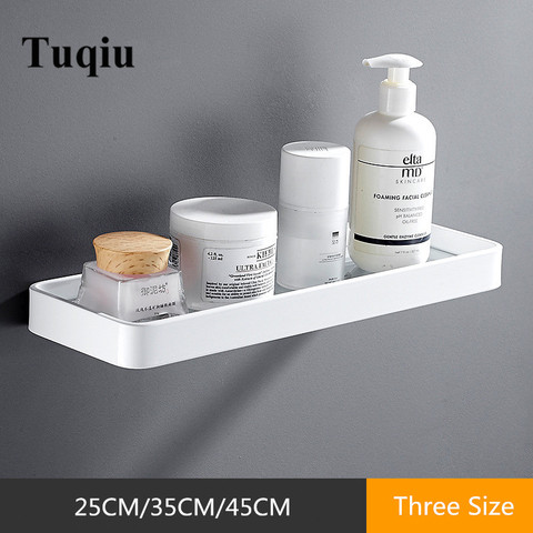 Tuqiu-Estantería cuadrada de vidrio para baño, estante blanco para cuarto de baño de aluminio, 25CM, 35CM, 45CM ► Foto 1/6