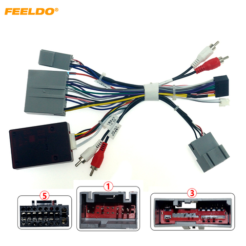 FEELDO-arnés de cableado de Audio para coche, adaptador de cable de instalación estéreo de 16 pines con caja Canbus para Chevrolet, Blazer, Ford Explorer #6496 ► Foto 1/1