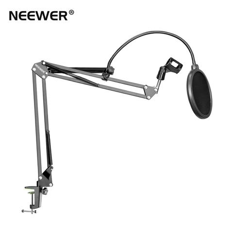 Neewer NB-35 soporte con brazo para micrófono Clip Holder y abrazadera de montaje de mesa Pop Filter Windscreen Mask Shield Clip Kit ► Foto 1/6