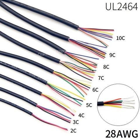 1M revestido de alambre de Cable 28AWG Channl de línea de Audio de 2 3 4 5 6 7 8 9 10 núcleos aislado Cobre blando Señal de Cable de Control de UL2464 ► Foto 1/6