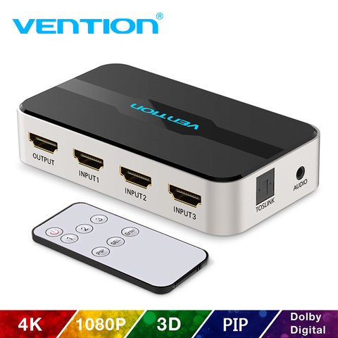 Convenio HDMI Splitter 3x1 4K 3 Puerto conmutador HDMI 3 en 1 conmutador de salida HDMI con Toslink Audio 3D 2160P para Xbox 360 PS4 Smart TV ► Foto 1/6