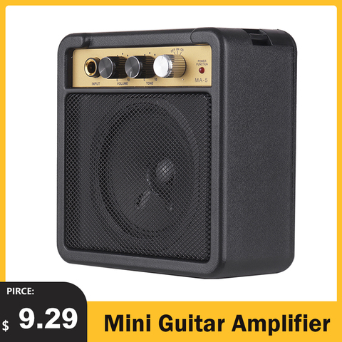 Amplificador de guitarra Mini, altavoz de 5W con entrada de 6,35mm, salida de auriculares de 1/4 pulgadas, compatible con ajuste de tono de volumen, Overdrive ► Foto 1/6