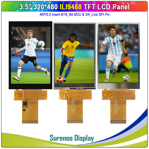 Pantalla LCD a Color con Panel táctil capacitivo, 3,5 pulgadas, 320x480, 40P/0,5 ILI9488, 8/16 MCU y 3/4 SPI TFT ► Foto 1/4