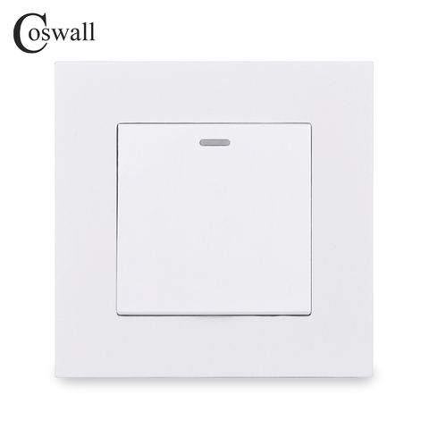 COSWALL-Interruptor de encendido y apagado para Panel de PC, interruptor basculante de pared de 1 entrada y 1 vía, Color blanco, negro, gris, dorado, CA 90-250V, 16A ► Foto 1/5