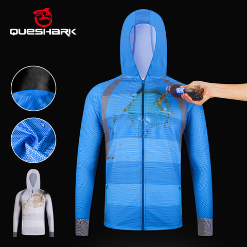 QUESHARK-ropa de pesca profesional para hombre, transpirable, de secado rápido, antisuciedad, para deportes al aire libre, camisa de manga larga, chaqueta, abrigo ► Foto 1/6