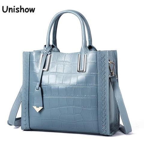 Bolso de hombro de piel auténtica con patrón de piedras para mujer, bandolera de cuero de lujo, de marca de bolsos de diseñador, 2022 ► Foto 1/6