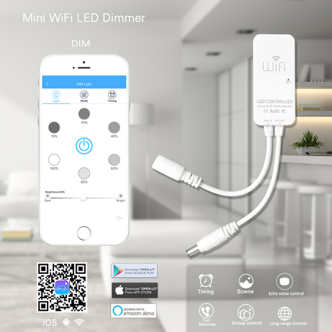 Mini WiFi APP controlador de tira LED para 3528 de 5050 Color único RGB RGBW RGBCCT voz Alexa tira de luz LED controlador DC9V-24V ► Foto 1/6