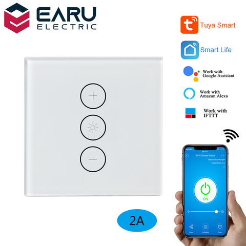 Panel de cristal inteligente con WiFi para el hogar, Interruptor táctil de pared, atenuador de luz, Control remoto por aplicación para Smart Life, Tuya, Amazon, Alexa y Google Home ► Foto 1/6