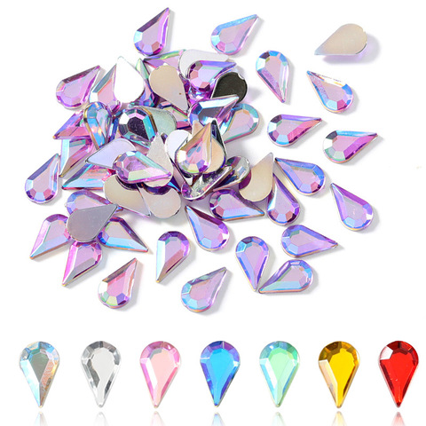 Diamantes de imitación en forma de lágrima para decoración de uñas, diamantes de imitación acrílicos en forma de lágrima de 6x10mm, para decoración de uñas H1027, 100 unidades ► Foto 1/5