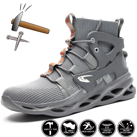 Botas de trabajo para hombre, zapatos de seguridad indestructibles, con punta de acero, a prueba de perforaciones, 2022 ► Foto 1/6