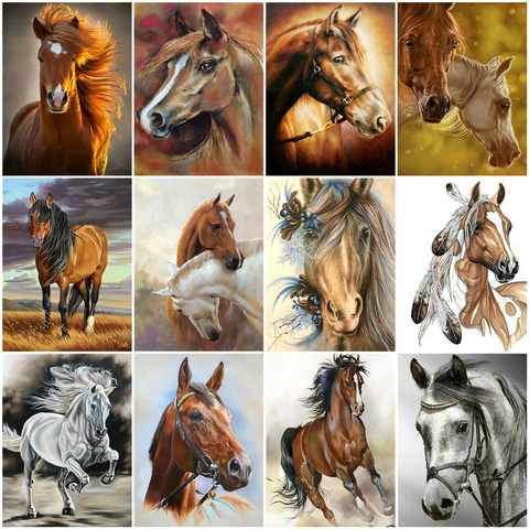 AZQSD-Cuadro de caballo sin marco para colorear por números, Animal, regalo único, pintura al óleo por números, decoración para el hogar y la sala de estar ► Foto 1/6