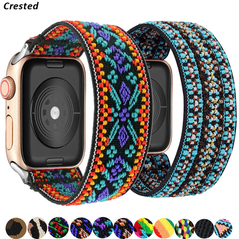 Scrunchie-correa elástica Bohemia para Apple watch, banda de 40mm, 38mm, 44mm y 42mm, pulsera de solo bucle serie iWatch 3, 4, 5, se, 6 ► Foto 1/6