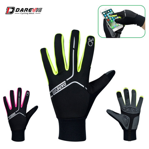 DAREVIE-guantes de Ciclismo de dedo completo para pantalla táctil, resistentes al viento, cálidos, de lana térmica, para invierno ► Foto 1/6