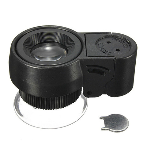 Microscopio de bolsillo portátil con funda, lupa con lámpara de inspección de dinero, luz LED, 45 veces ► Foto 1/5