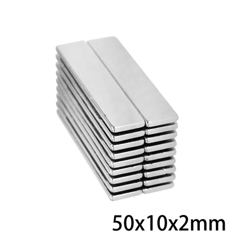 Imanes de neodimio rectangulares de bloque de 2mm de grosor con imán de tierra rara de 50x10x2mm de grosor, 50x10x2mm de imán de tira N35 50x10x2 ► Foto 1/6