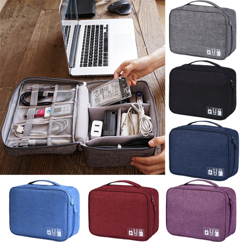 Bolsa de cables de viaje portátil, organizador de dispositivos USB Digital, cargador de cables, cosméticos, con cremallera, estuche de almacenamiento, suministros de accesorios ► Foto 1/6