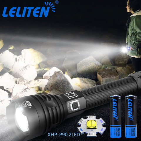 Linterna xhp-p90.2 LED superbrillante y potente, linterna con ZOOM y batería de 2x26650 ► Foto 1/6