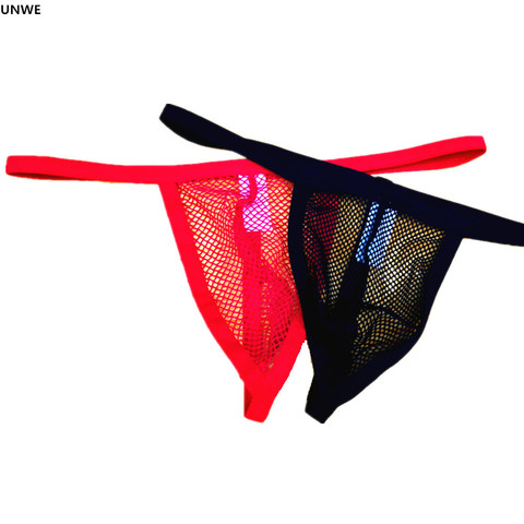 Perspectiva red grande de malla de tangas hombres transparente de los hombres Gay bolsa G String Lencería erótica sexo T-para ver a través de la ropa interior ► Foto 1/5