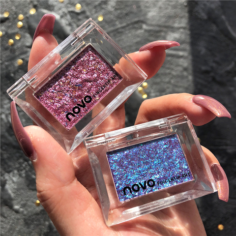 Paleta de sombras de ojos con brillo, paleta de sombras de ojos con brillo mate, paleta de maquillaje metálico de diamante brillante, cosmético pigmentado ► Foto 1/6