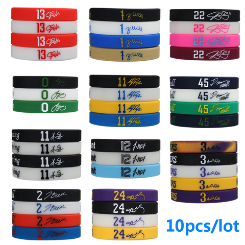 10 Uds baloncesto pulseras de silicona deporte pulseras para los niños de los jugadores de baloncesto pulseras hombres bandas elásticas para Fitness ► Foto 1/6