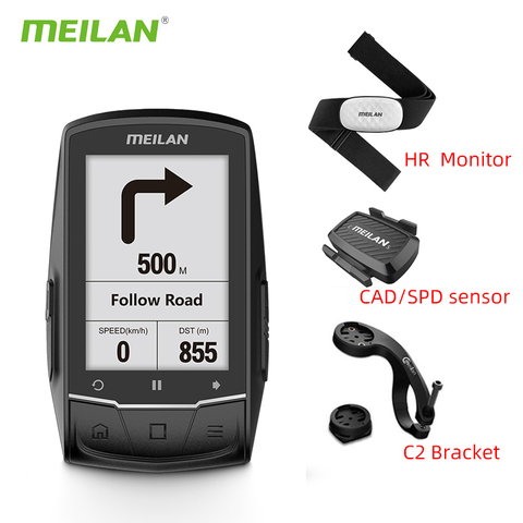 Meilan-ordenador GPS para bicicleta M1, con navegación GPS, BLE4.0, velocímetro, conexión con cadencia, Monitor HR, medidor de potencia (no incluido) ► Foto 1/6