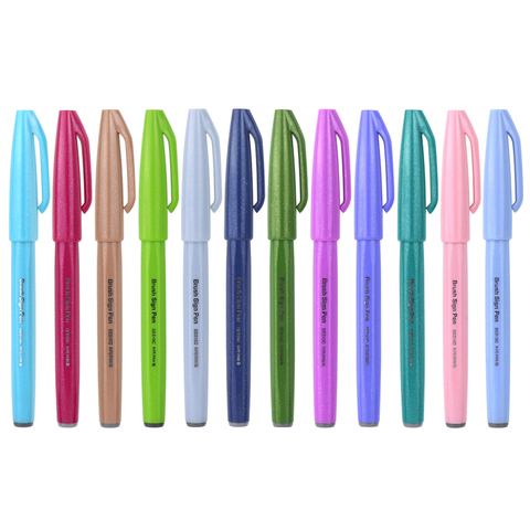 Rotuladores con punta de pincel flexible de colores, japan pentel touch SES15C, color pastel y normal, accesorios para bellas artes, 12/24 uds., nuevo ► Foto 1/4