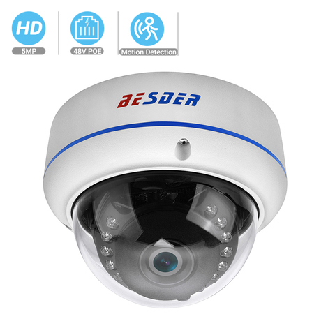 BESDER H.265 5MP 2592*1944 cámara IP Vandal-Vigilancia de Video cámara domo CCTV H.265 5MP 3MP 2MP cámara IP DC 12 V 48 V PoE ► Foto 1/1