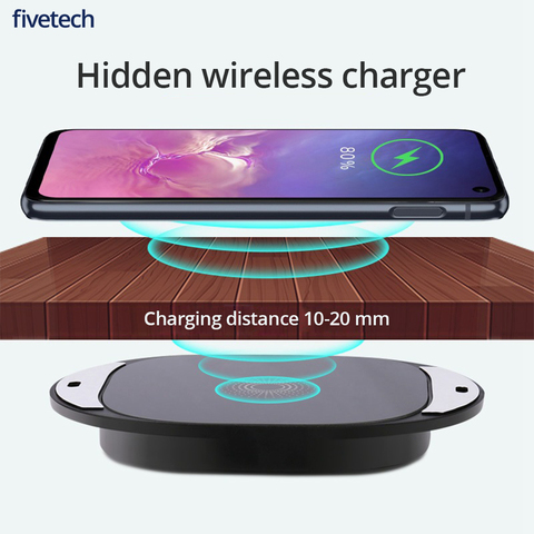 Fivetech-cargador inalámbrico Invisible Qi, Base de carga inalámbrica de larga distancia de 25MM para iPhone 11 XS XR X8 Samsung S20 Xiaomi HuaWei ► Foto 1/6