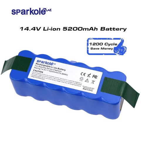 Sparkole 5.2Ah 14,4 V batería Li-Ion batería para irobot Roomba 500, 600, 700, 800 Series 510, 530, 555, 620, 650, 760, 770, 780, 790, 870, 880 ► Foto 1/6