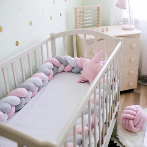 Cojín de parachoques para cuna de bebé recién nacido, cuna de felpa trenzada anudada, decoración para cuna de bebé, cama nido de bebé para niños y niñas, cama de algodón para bebé ► Foto 1/6