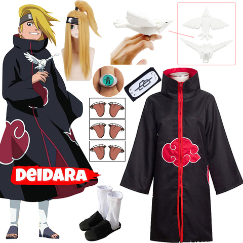 Deidara conjunto completo disfraz Cosplay blanco arcilla pájaro lengua tatuaje peluca traje de Halloween para los niños adultos niño regalo de vacaciones ► Foto 1/6